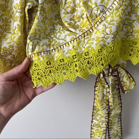 𝅺anthropologie Let Me Be Lace Inset Crop Blouse - Picture 5 of 7